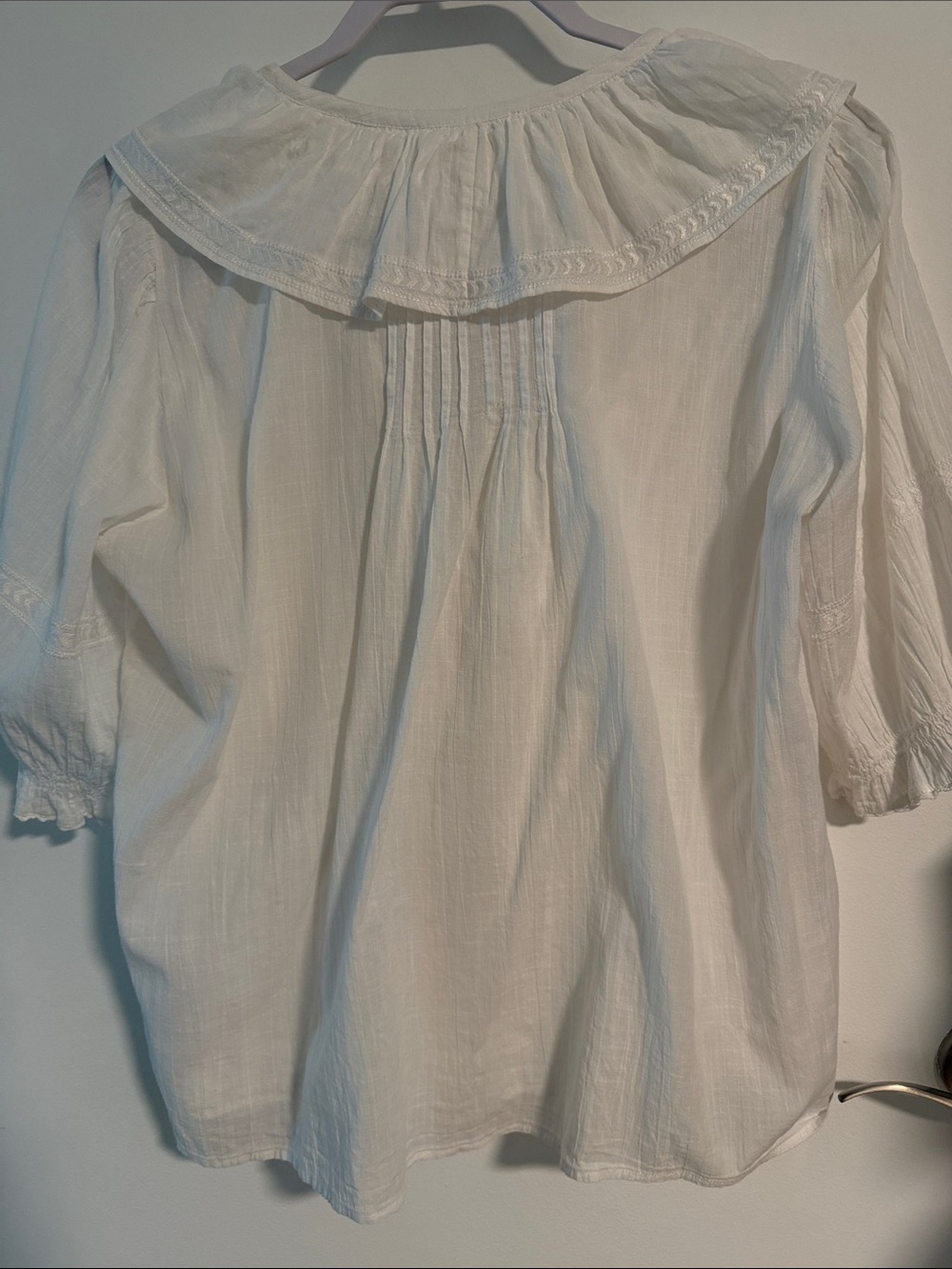 ba&sh White Ruffled V-Neck Button-Down Blouse - Picture 6 of 6